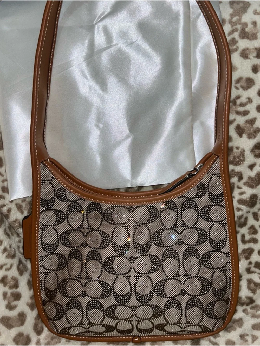 Coach Signature Jacquard Crystal Shoulder Bag - Picture 1 of 5